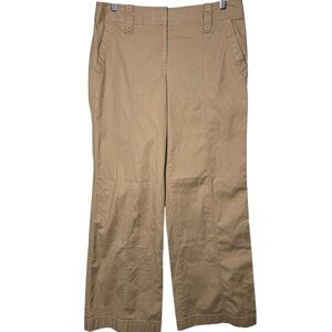 LOFT | Womens Beige Ann Wide Leg Pants size 10 Khaki Sailor Stretch Chino Cotton
